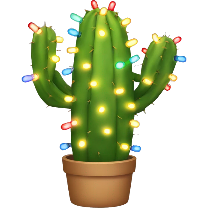 Cactus with christmas lights emoji