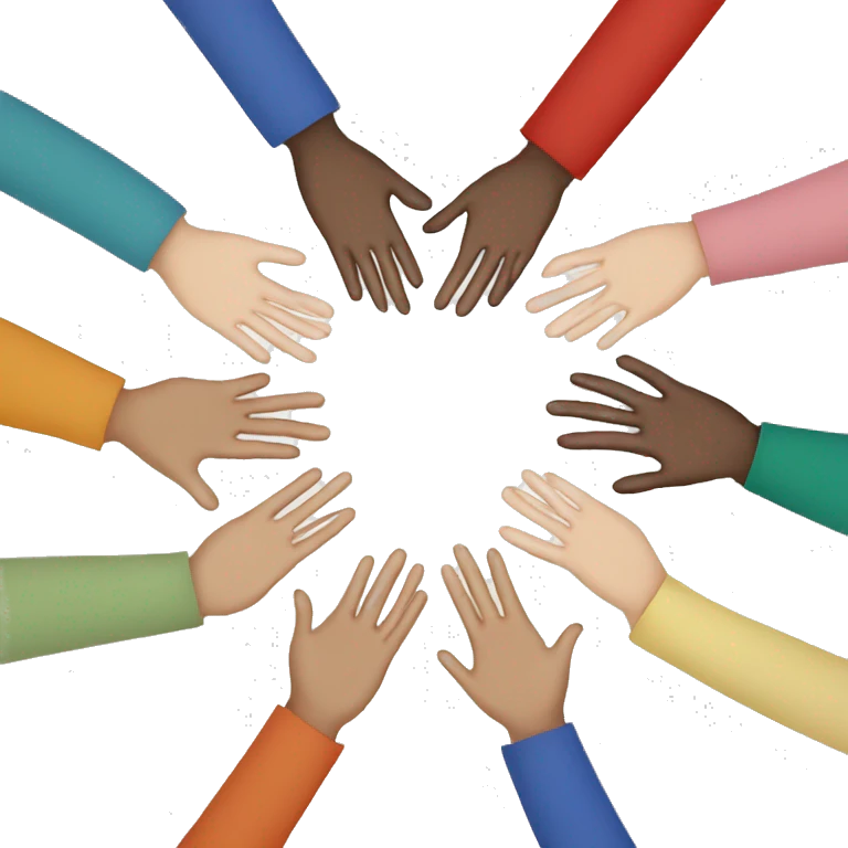 circle of hands different colors emoji