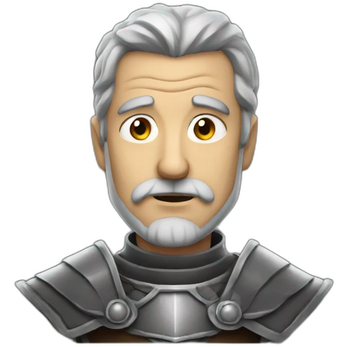 a serious old knight with grey hair emoji