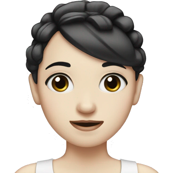 pale girl with black hair and bow face  emoji