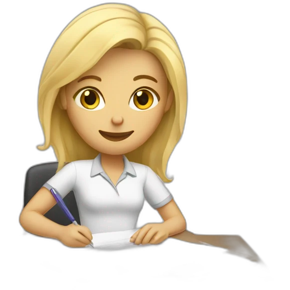 women with blonde hair filling paperwork emoji