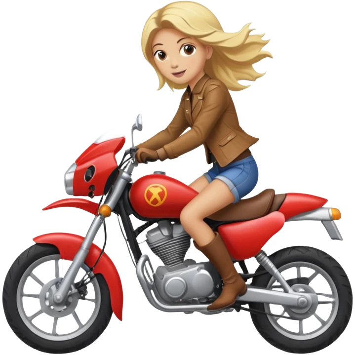 girl riding a horse jumping over a motorcycle emoji