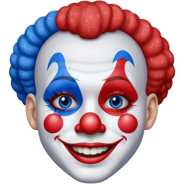 glitter red and blue clown happy emoji