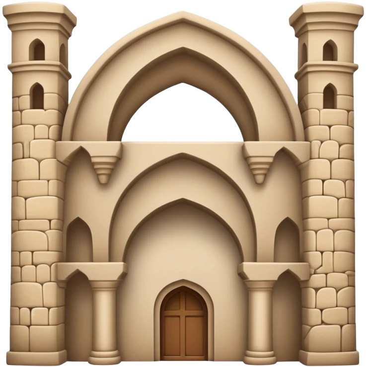 An emoji representing a traditional caravanserai or inn, typically a large, stone building with arches, used as a place for travelers to rest. The design is simple, with a warm, historical architectural style emoji