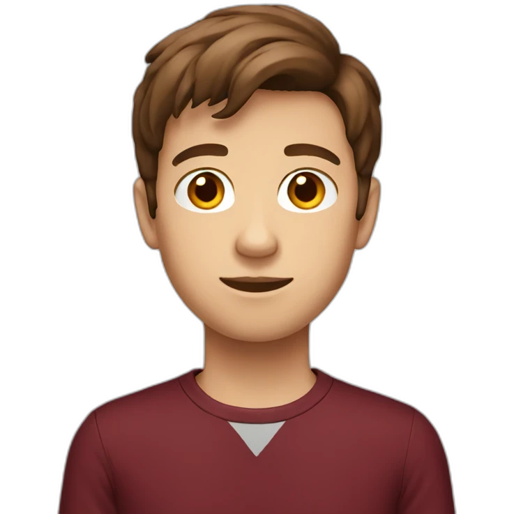 brown hair teenage boy with maroon shirt emoji