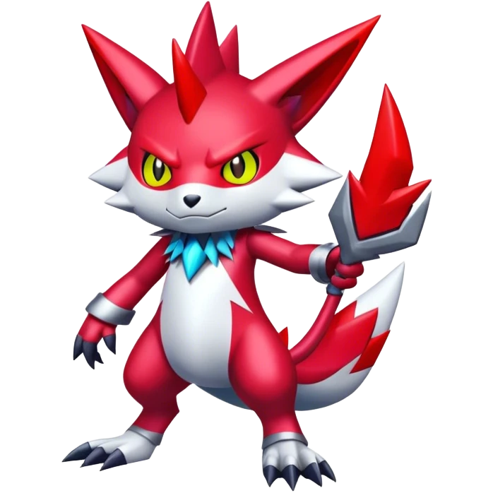 Cool Edgy Shiny Digimon-Weavile-Zangoose-hybrid full body emoji