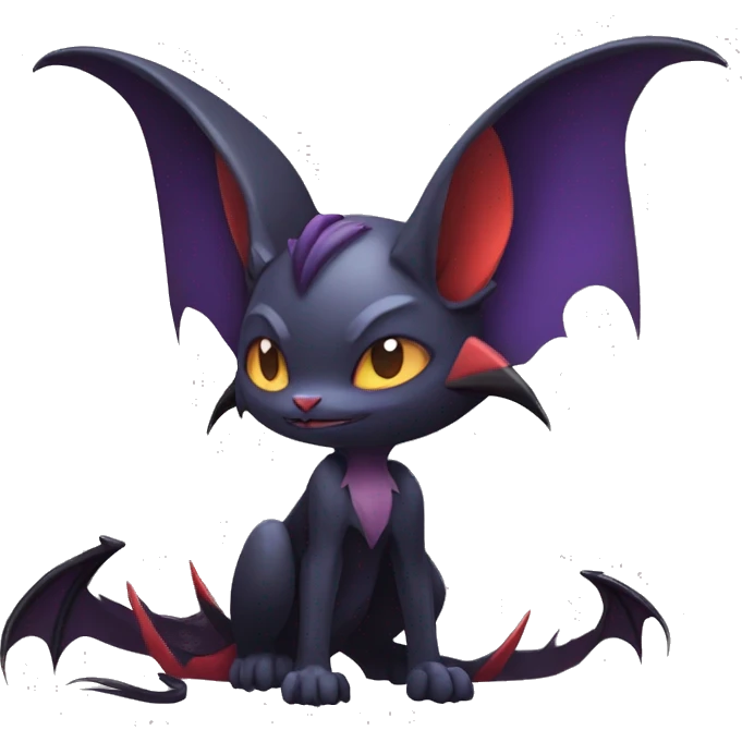  Kawaii Edgy Cool Vampiric Beautiful Noivern-Nargacuga-Litten with big Bat Ears full body emoji