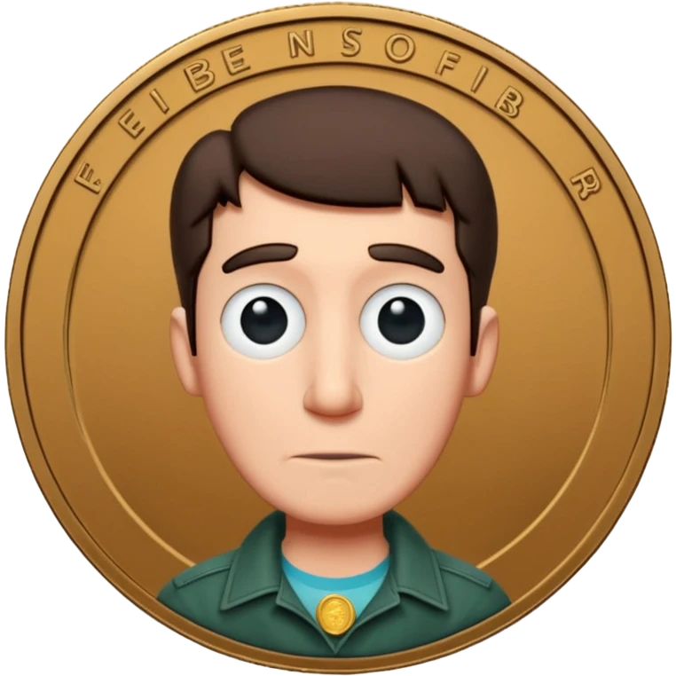 Ferb from phineas and ferb on the face of a coin and the coin is a 30 day sober chip emoji