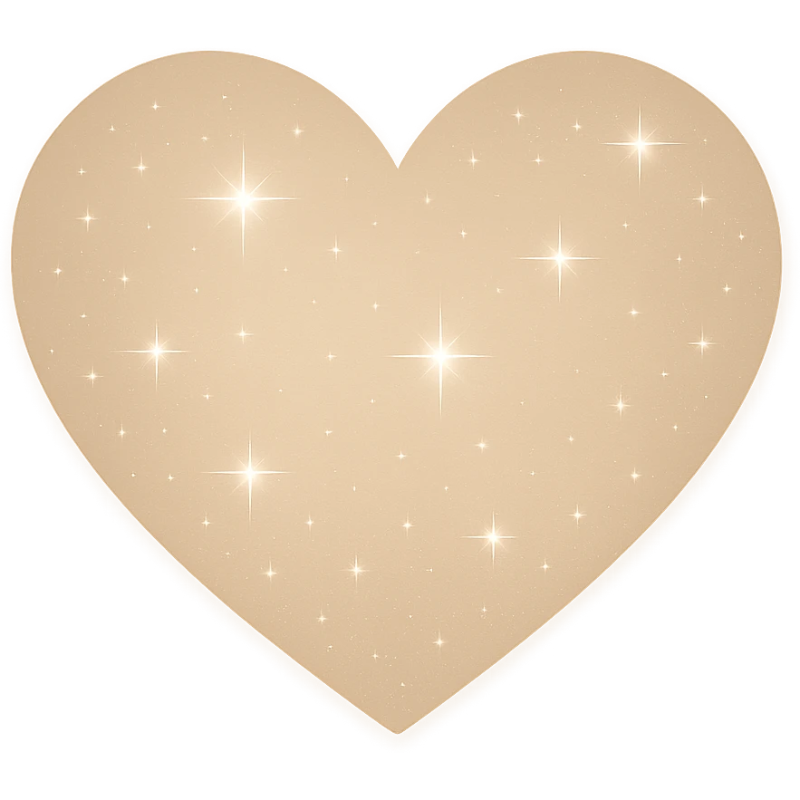 Modify the heart with a night sky gradient to beige night theme with a beige gradient, more stars, and a soft glow. Remove the background entirely  emoji