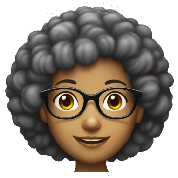 Smirking girl with glasses and afro hair emoji