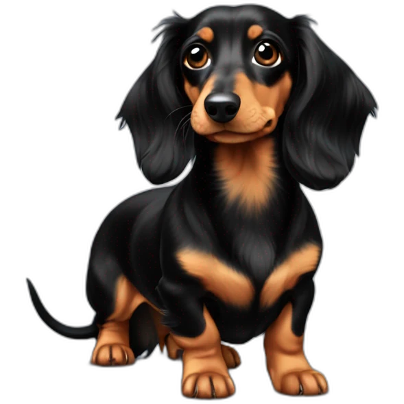 Longhaired Minature Dachshund black & Tan emoji