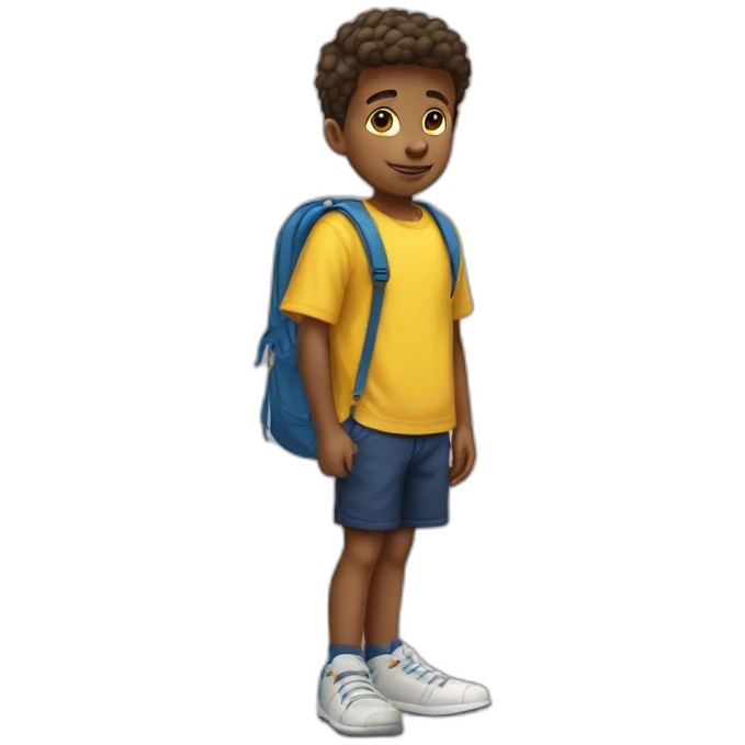 kid student wearing yellow shirt and deep blue shorts emoji