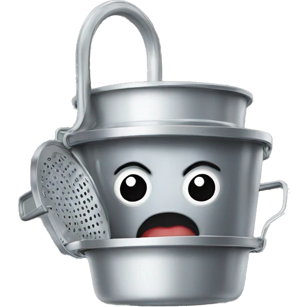 strainer with eyes and mouth emoji