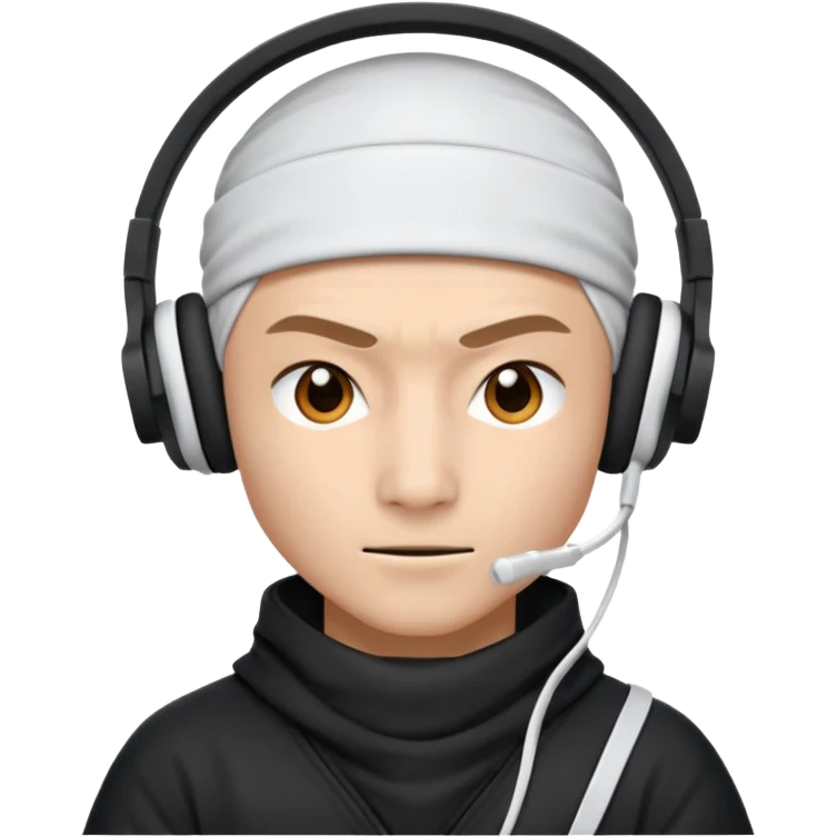 ninja, ninja with white headphone emoji