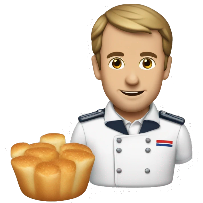 Macron en train de manger bagette de pain emoji