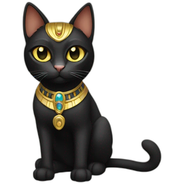 black cat dressed as the goddess bastet emoji