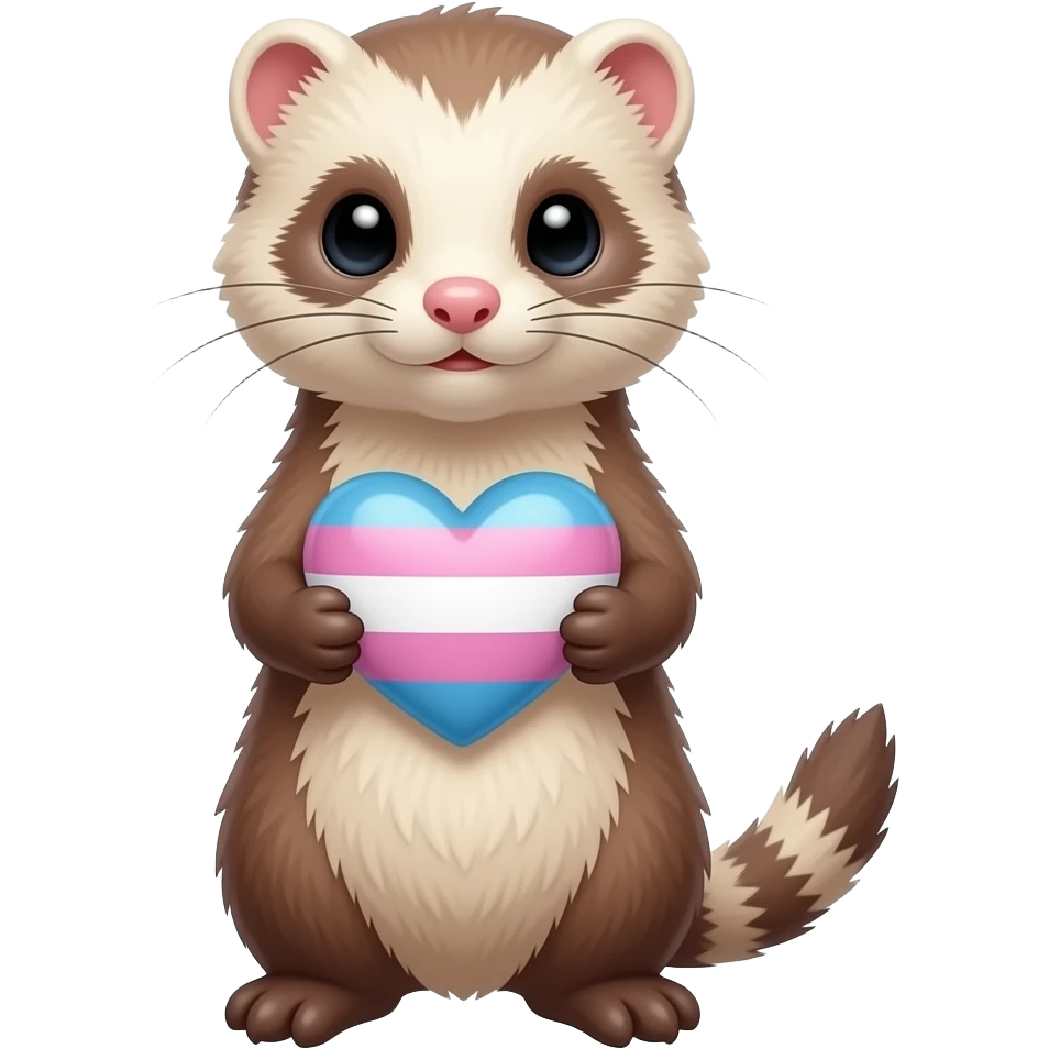 Ferret holding transgender heart emoji