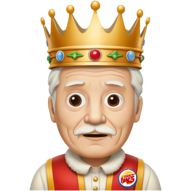 White old man with a Burger King crown on  emoji