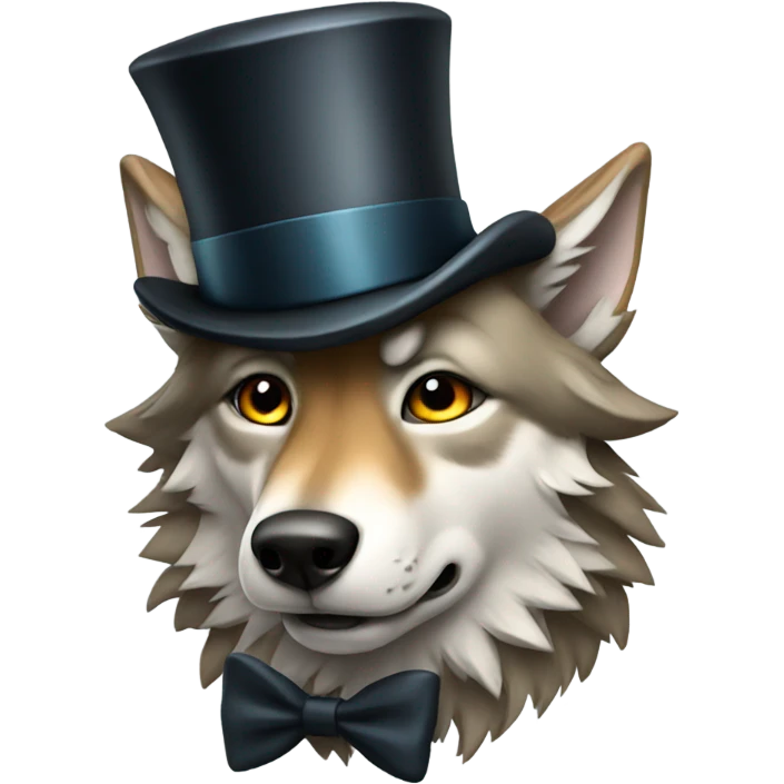 Wolf with top hat emoji