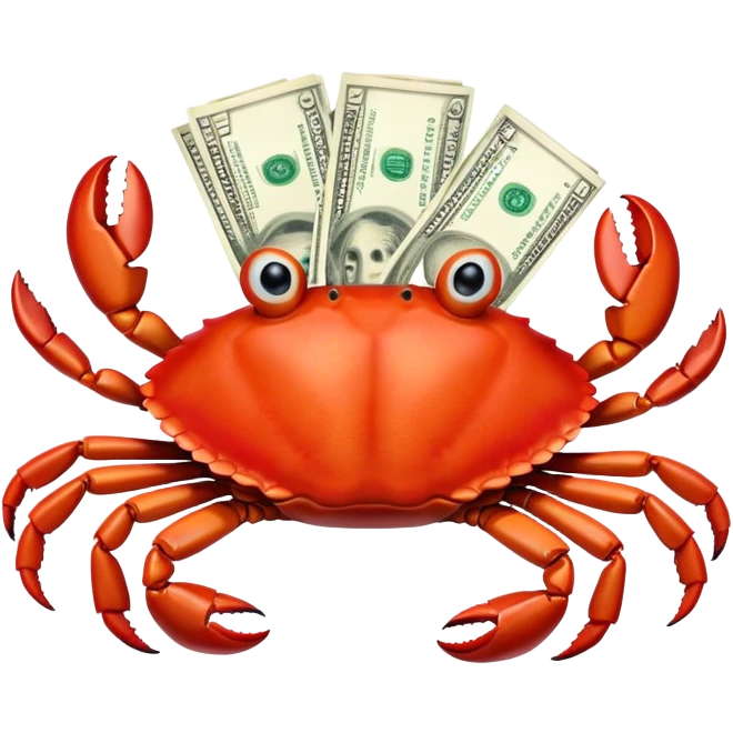 Crusty crabs holding money emoji