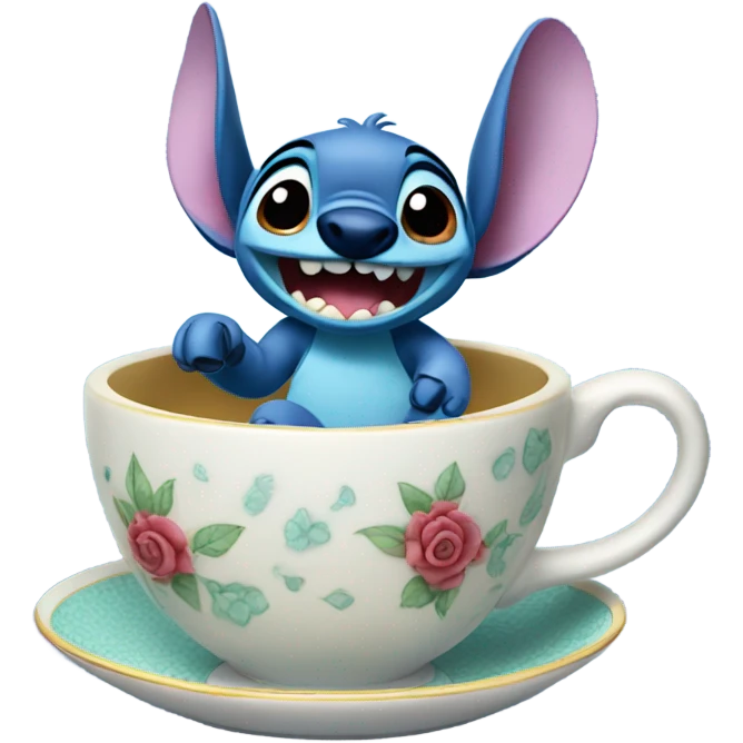 Stitch riding a Disney teacup  emoji