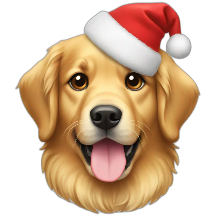 golden retriever with christmas hat emoji