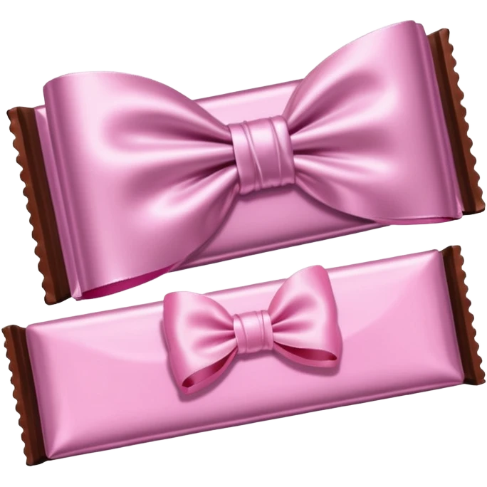 Chocolate with baby pink wrapping and pink bow emoji