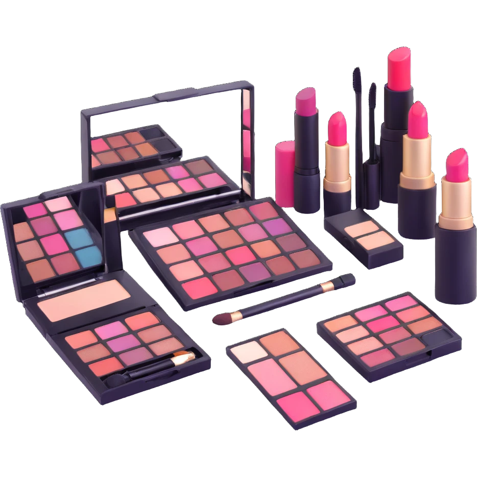 AVON makeup set with lipstick, eyeshadow palette, and mascara emoji