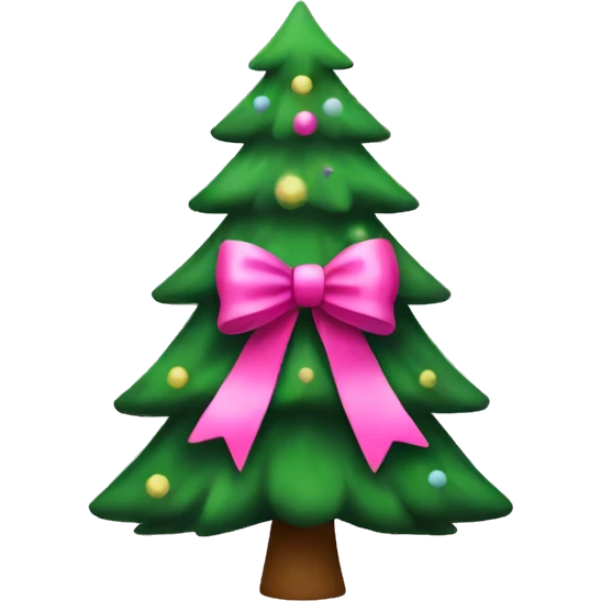 Christmas tree with pink bow on top emoji