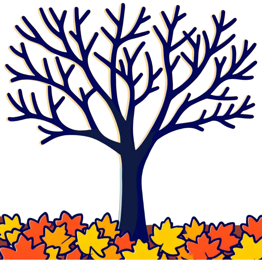 tree in the fall with colorful autumn leaves emoji