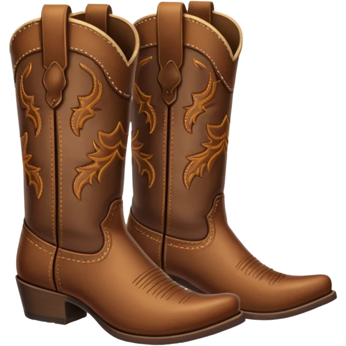 Can you make an outline of a pair of classic only brown cowboy boots emoji