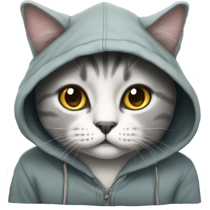 British cat wearing hoodie emoji