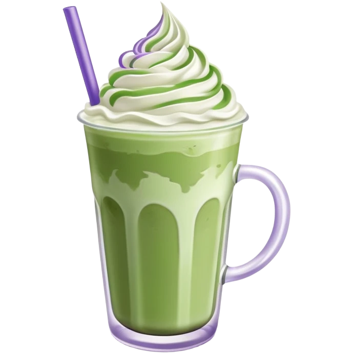 Iced matcha latte with lavender whipped cream  emoji