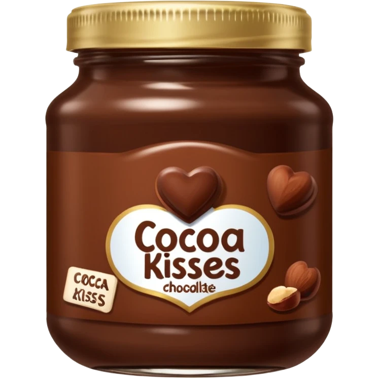 Jar of hazelnut chocolate spread and make the label say cocoa kisses  emoji