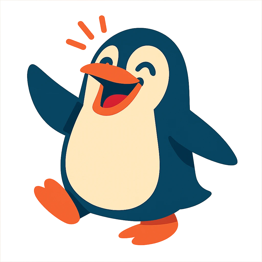 vibrant toon style laughing penguin emoji