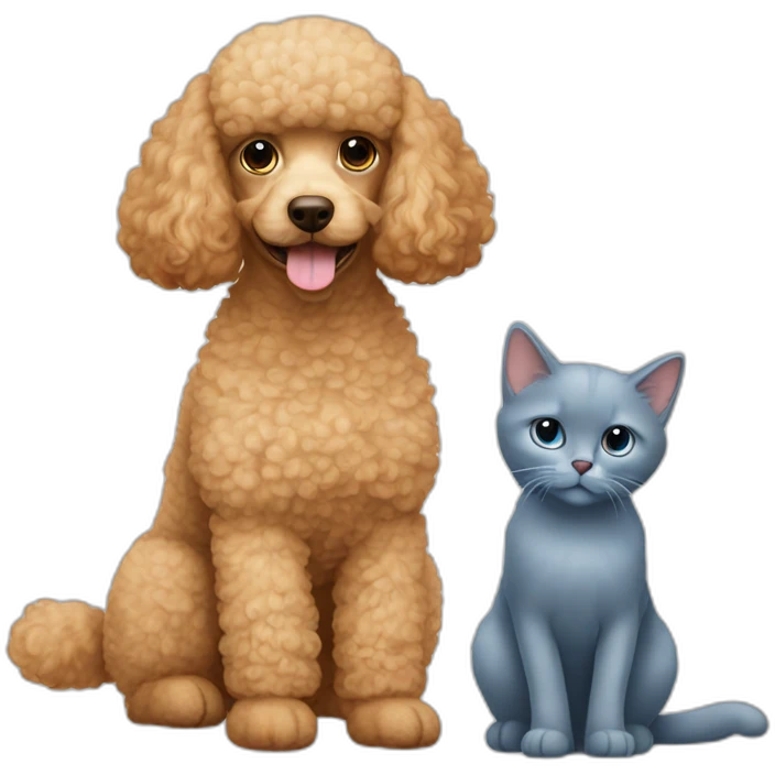 Apricot-poodle-with-British-blue-cat emoji