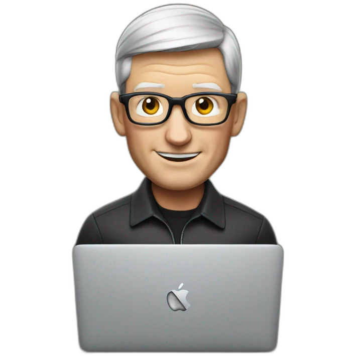 tim cook with a macbook pro emoji