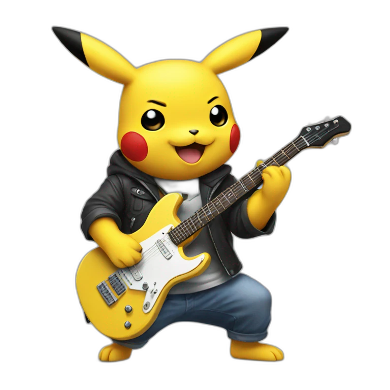 Pikachu playing electric guitar emoji