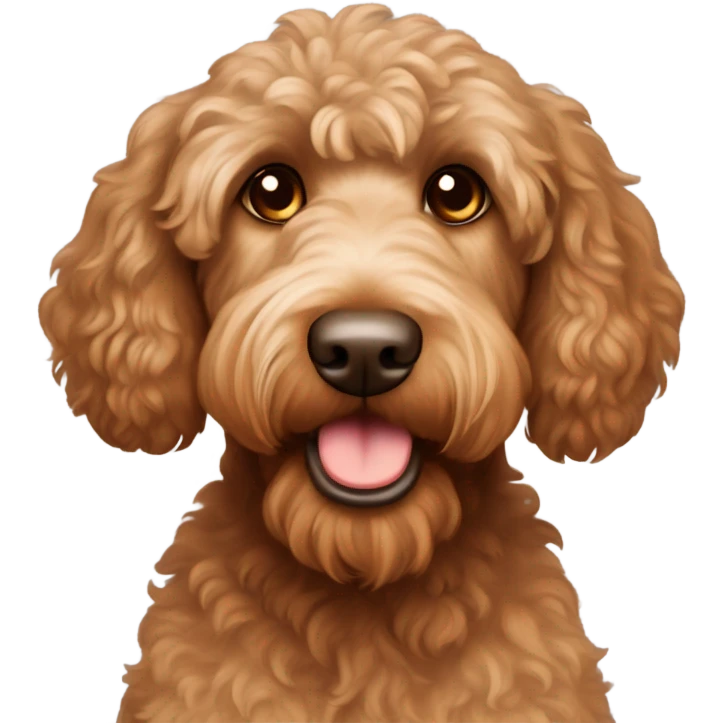 Labradoodle brown apricot with big ears brown eyes emoji