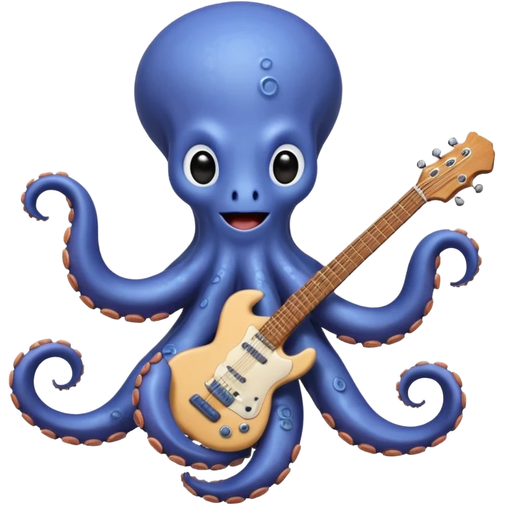 happy octopus with multiple arms playing guitar emoji