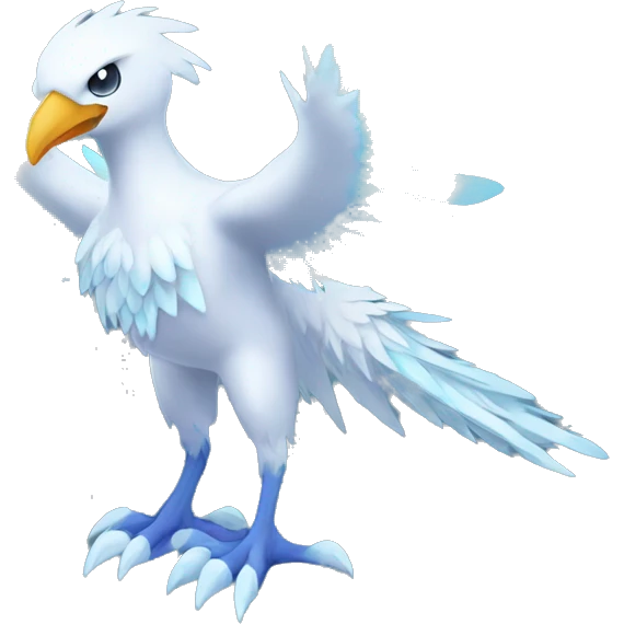 Fantasy legendary godly ice bird Cryo-snow-Phoenix Fakemon full body emoji