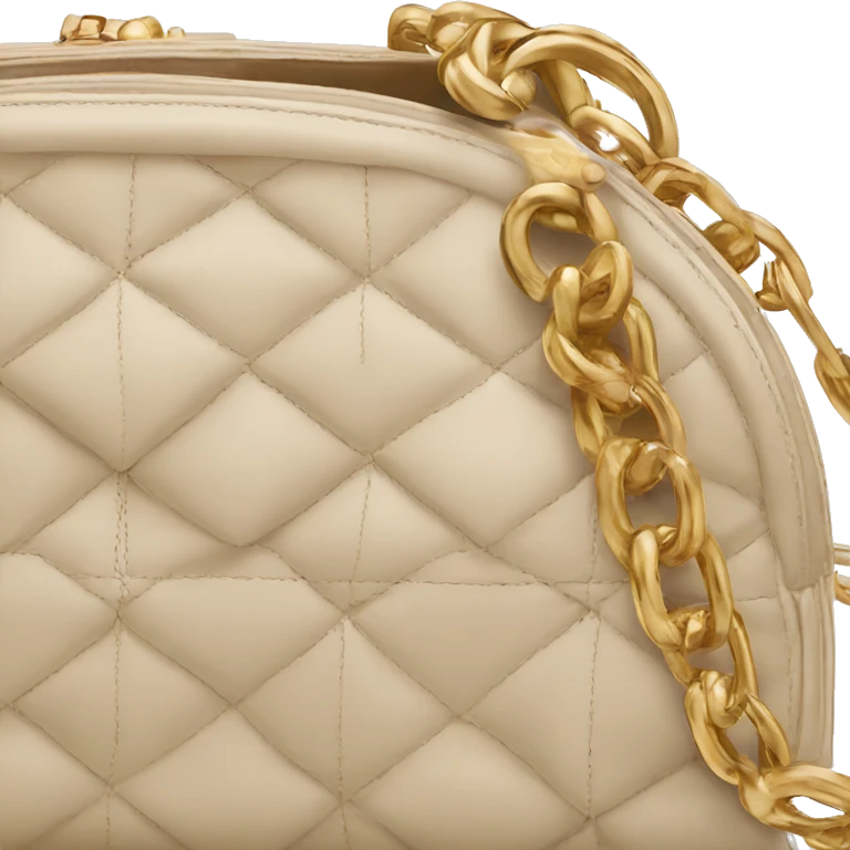 beige dior handbag with gold chain emoji