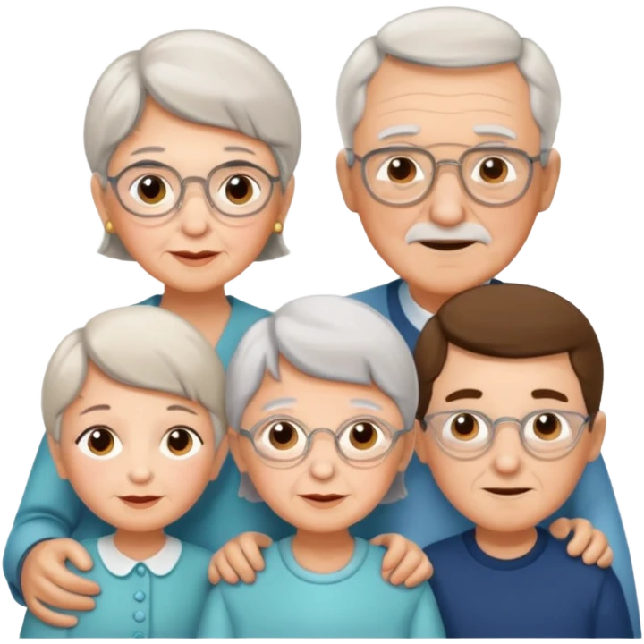 All white grandma and grandpa with 2 girls and 2 boys emoji