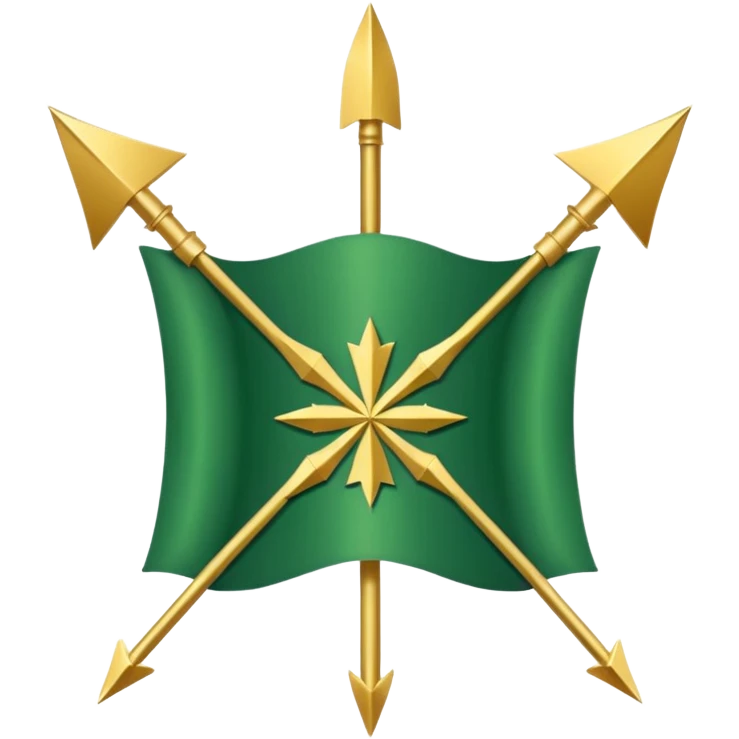 The Circassian flag (or the Flag of Adygea) is the national flag of the Circassians. It has a green background with twelve gold stars forming an arc that looks like a bow. There are three crossed arrows in the center. emoji