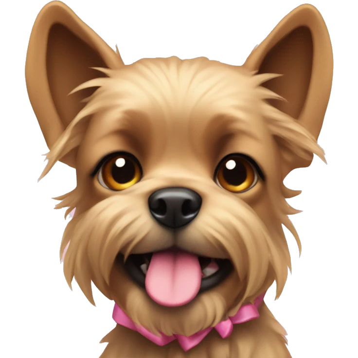 A rot weiler with a cute small pink bow emoji