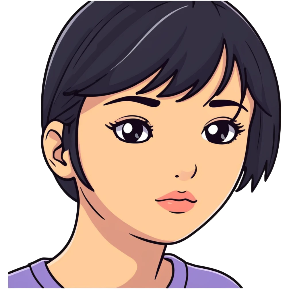 black-haired girl portrait closeup emoji