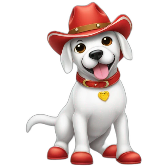 dog dressed as a ghost wearing red cowboy boots emoji