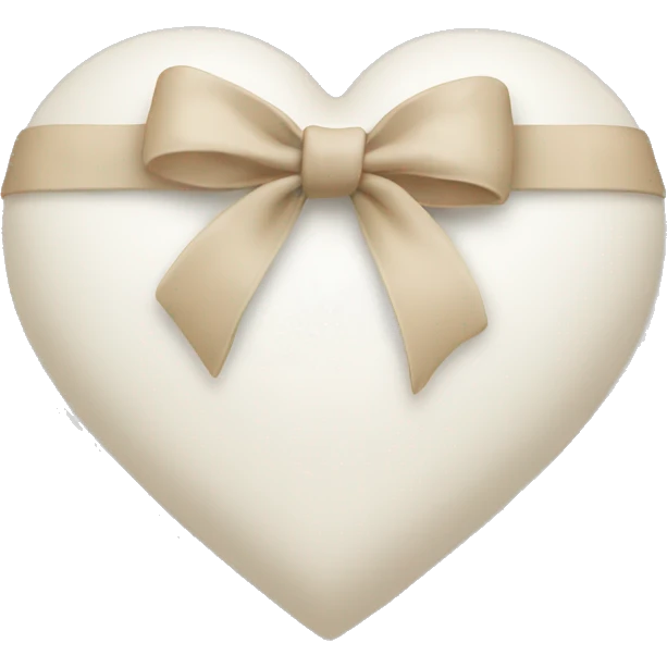 white heart with beige bow emoji