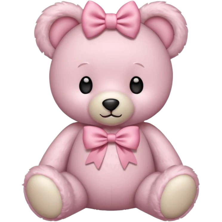 light pink adorable teddy bear with bow emoji