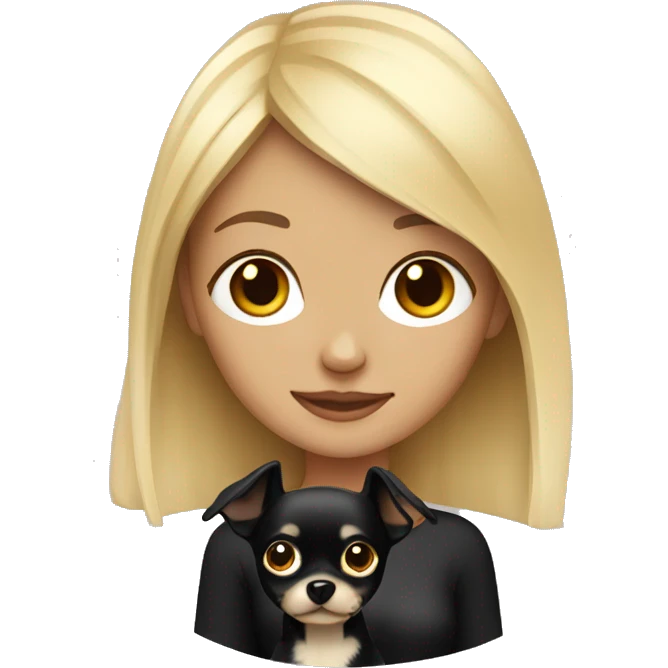 Blonde girl with black chihuahua emoji